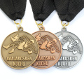 Médaille en gros de prix de sport de lutte en métal sur mesure avec ruban